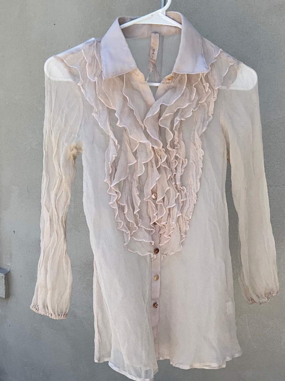 Bailey 44 Silk Blouse, Nude Pink, Sz 0, Sheer
